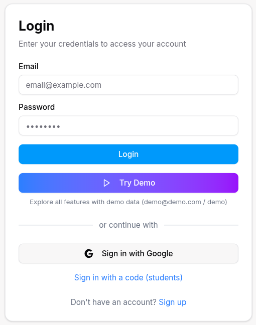 login page