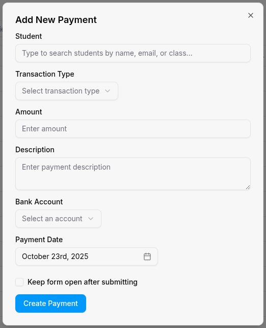 Secretary payment form