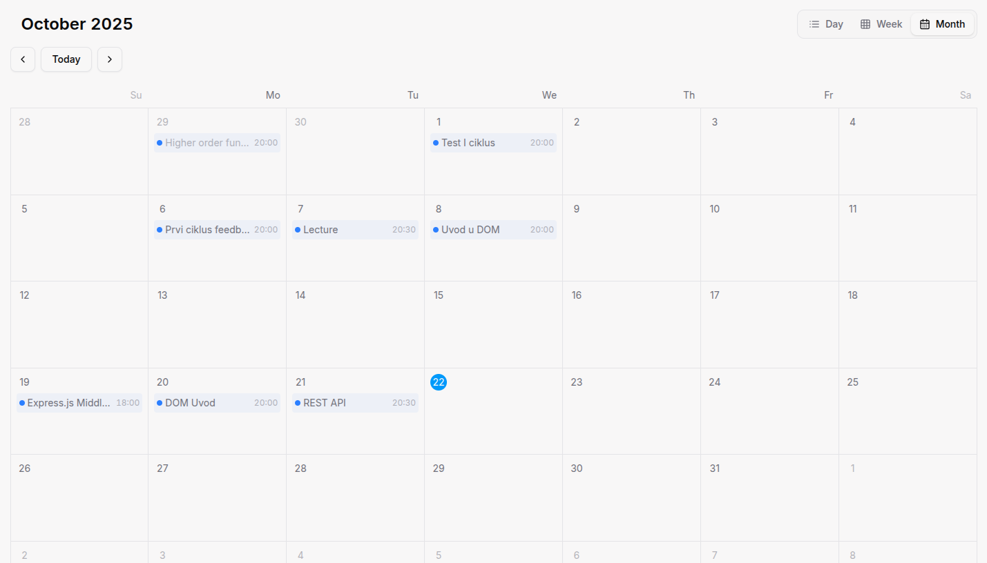 Teacher lessons view