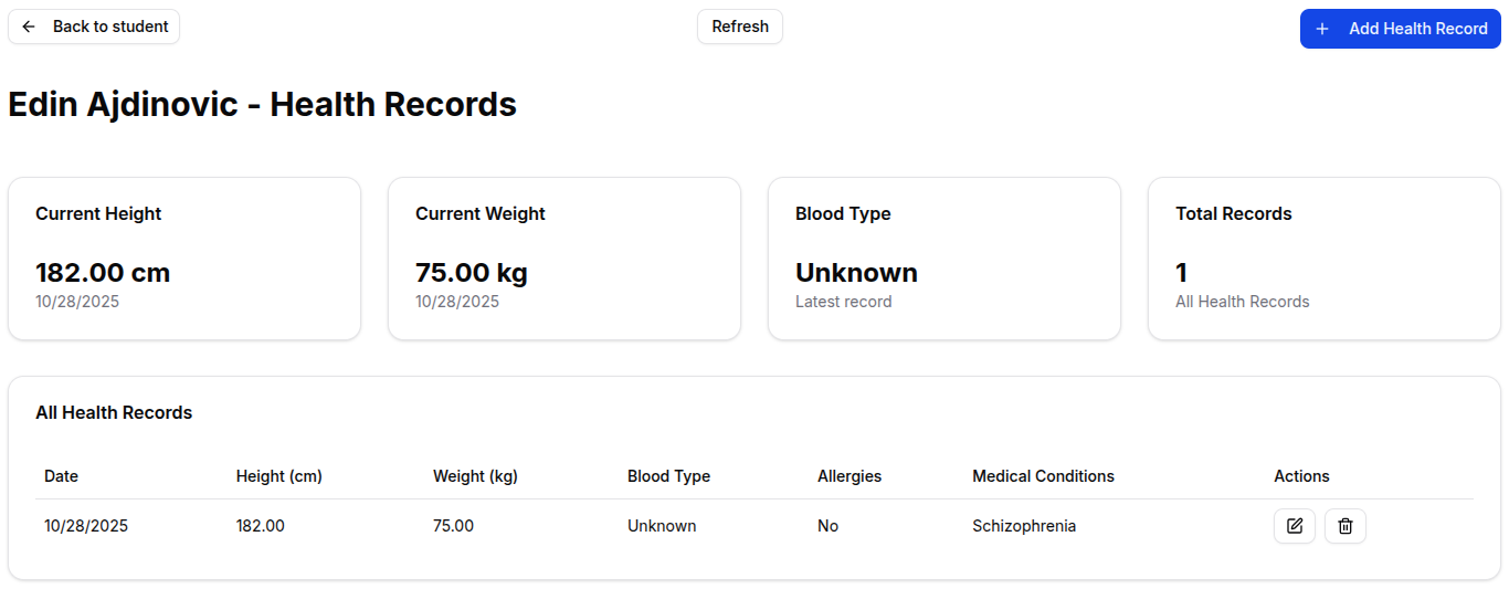 Teacher students page