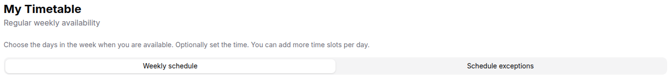 Teacher timetable page